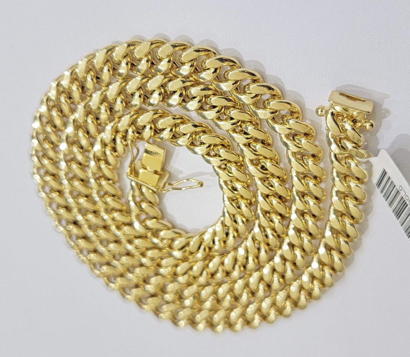 Miami Cuban Link Chain 20 Inch Necklace REAL 10k Yellow Gold 8mm Mens Women 10KT - GoldenlinQ